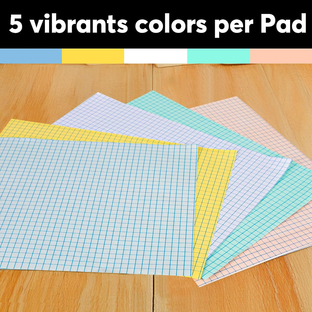 Graph Paper Pad 8.5 x 11 Inch - 3 Pack, 50 Sheets Each (150 Sheets Total) 4x4 Quad