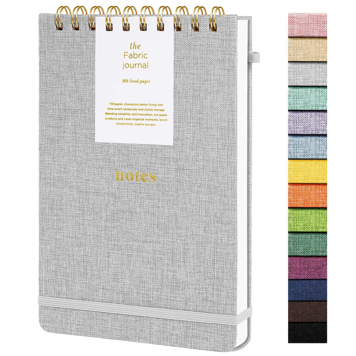 A5 Top Spiral Notebook, Fabric Hardcover College Ruled Journal