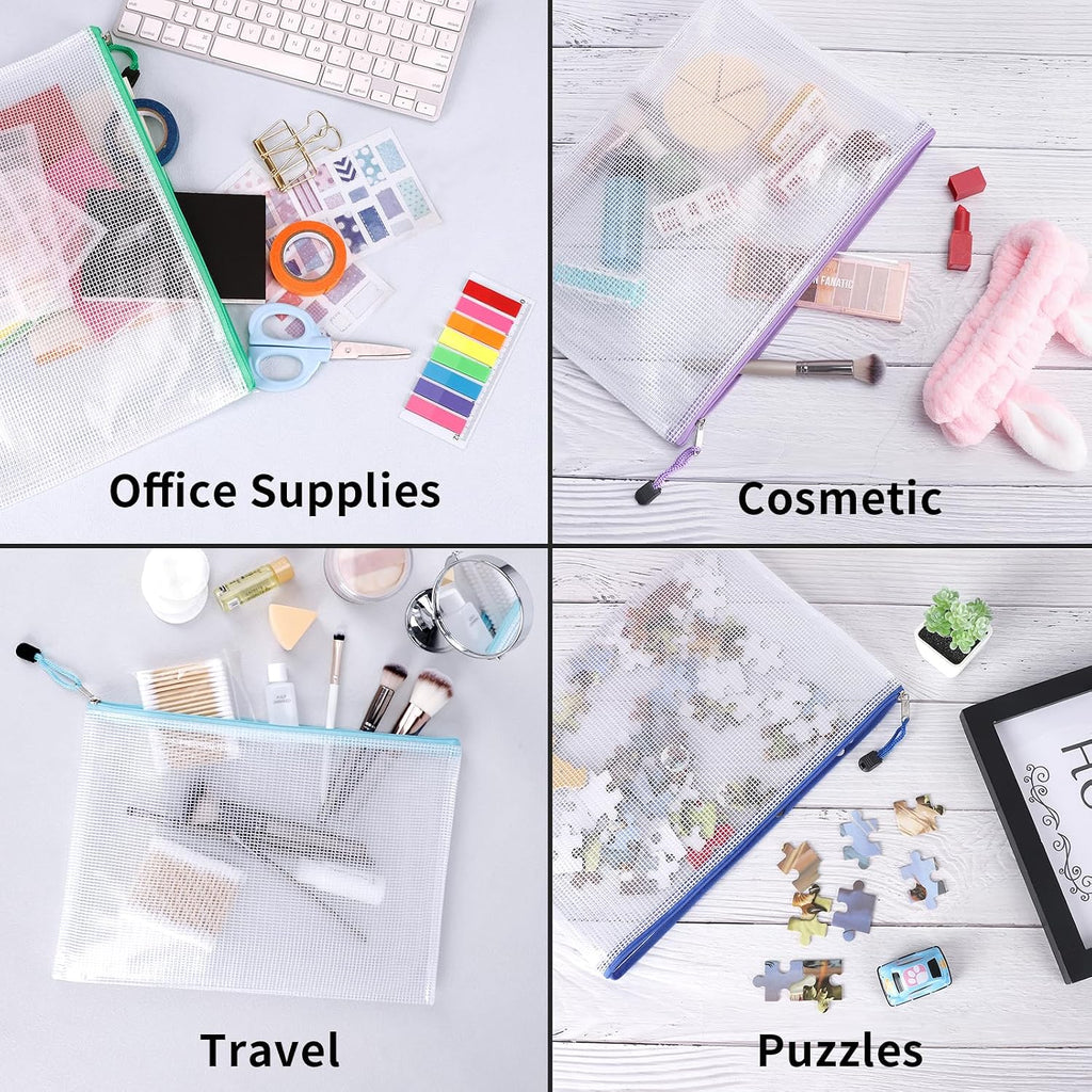 EOOUT 24pcs Mesh Zipper Pouch Bags, for Organizing Storage, Waterproof Zipper Pouches