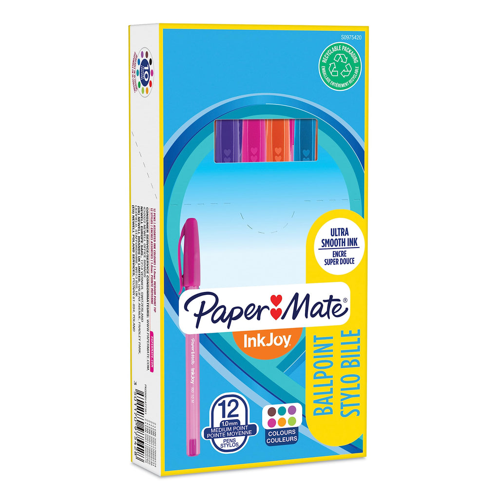 Paper Mate InkJoy 100ST Ballpoint Pens | Medium Point (1.0mm) | Fun Colours | 10 Count