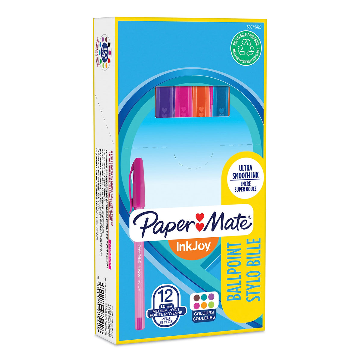 Paper Mate InkJoy 100ST Ballpoint Pens | Medium Point (1.0mm) | Fun Colours | 10 Count