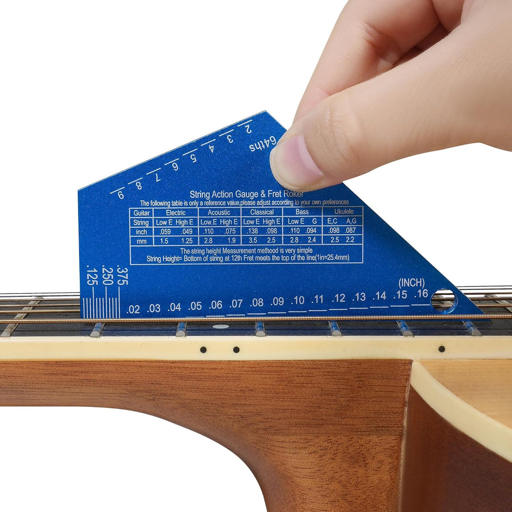 2-in-1 Guitar Fret Rocker & String Action Gauge Ruler Tool