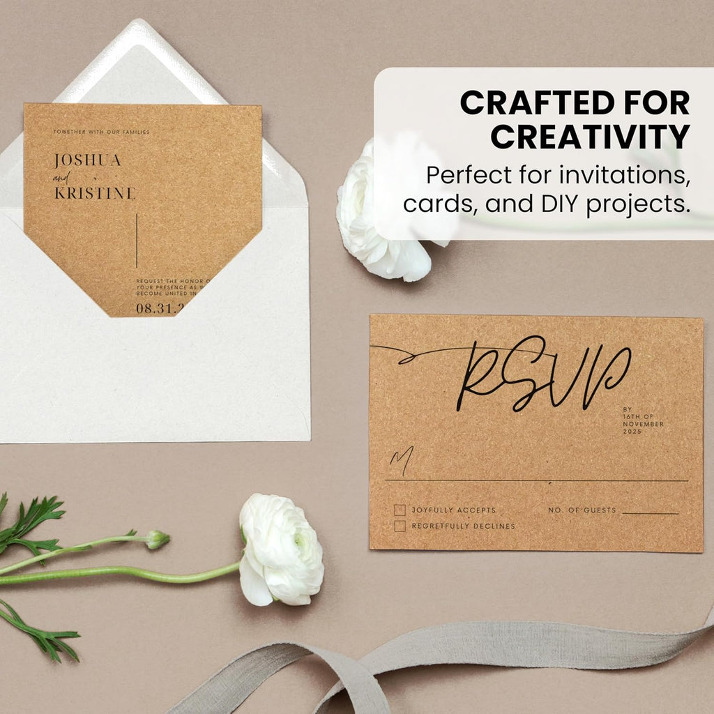 Paper Junkie 200 Pack Kraft Card Stock - 3.5 x 5 Inch Blank Cards - 300gsm Thick