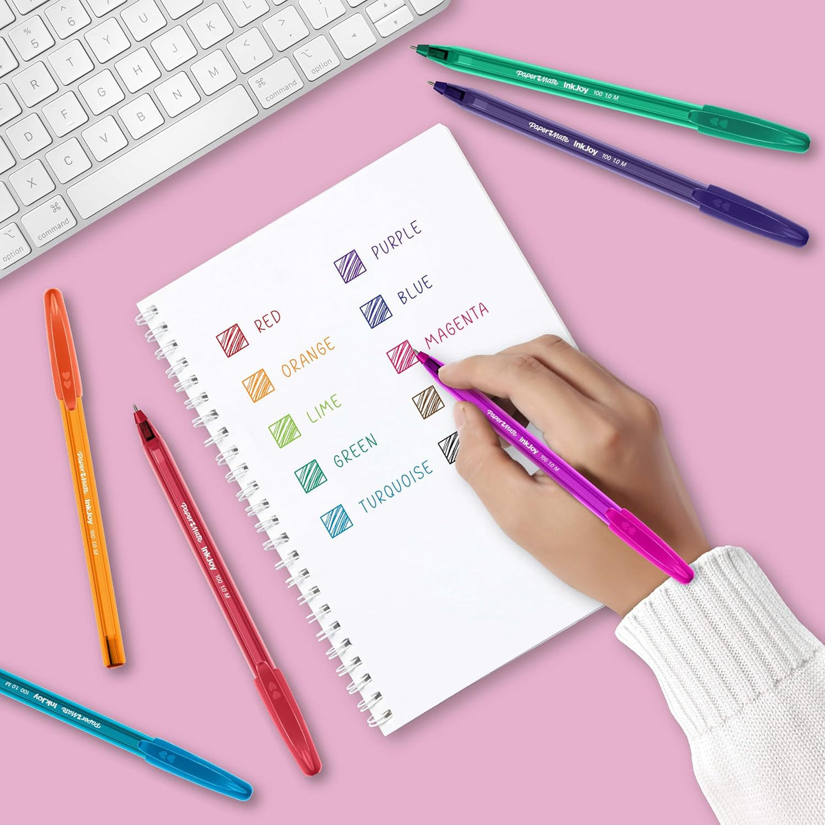 Paper Mate InkJoy 100ST Ballpoint Pens | Medium Point (1.0mm) | Fun Colours | 10 Count