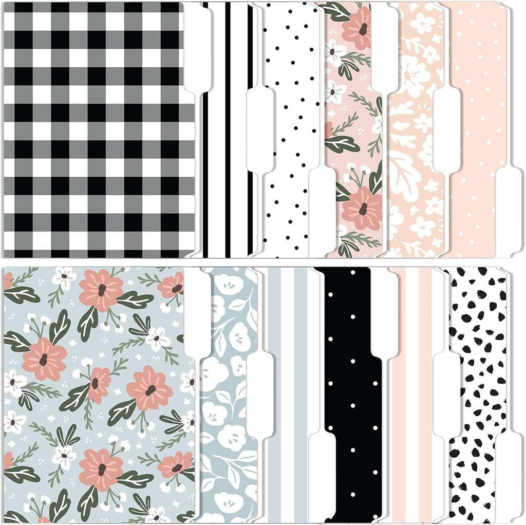 Cute Decorative File Folders, 12 Pack 3-Tab Letter Size, Boho Manila