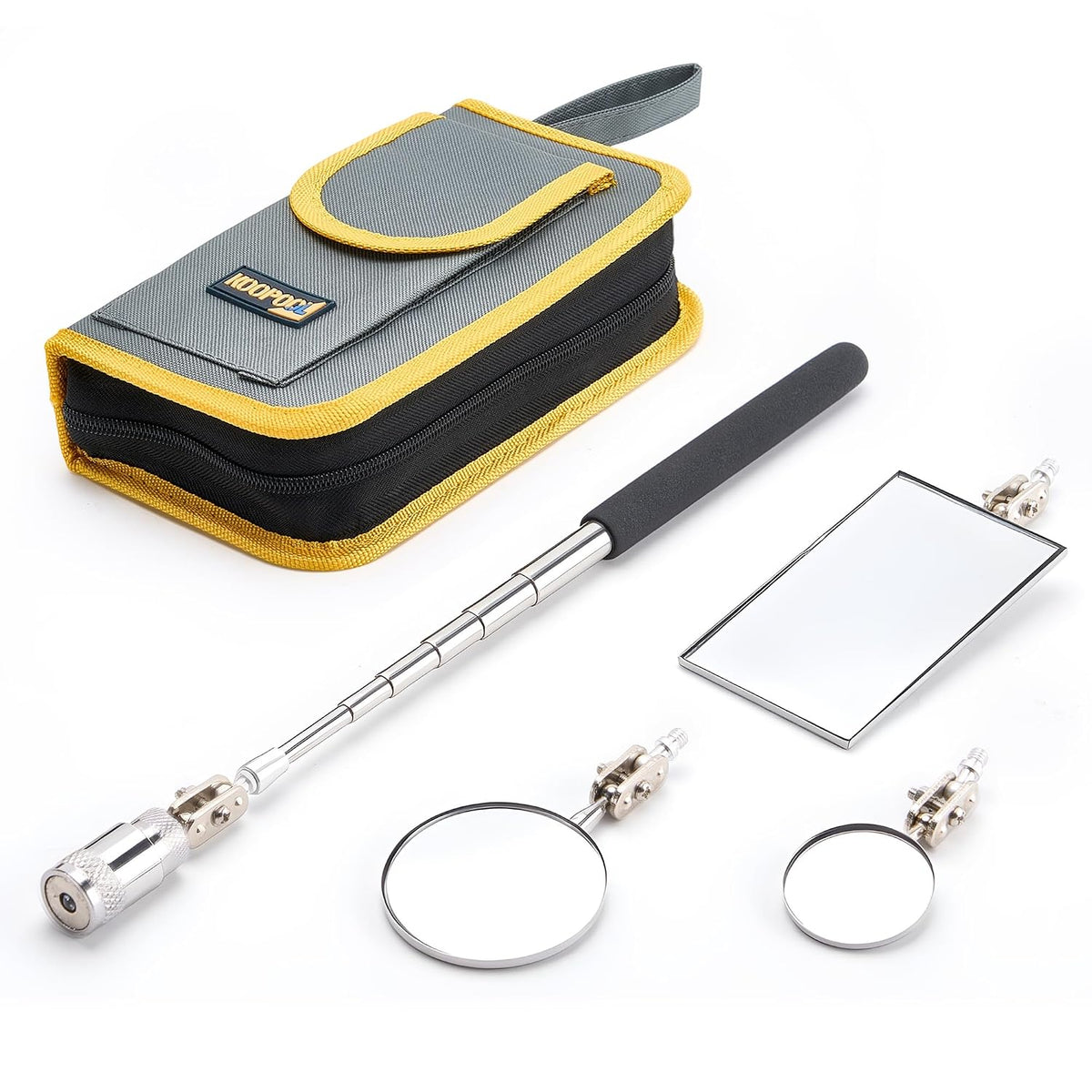 4 Pieces Telescoping Inspection Mirror Telescoping LED Lighted Flexible Inspection Mirror
