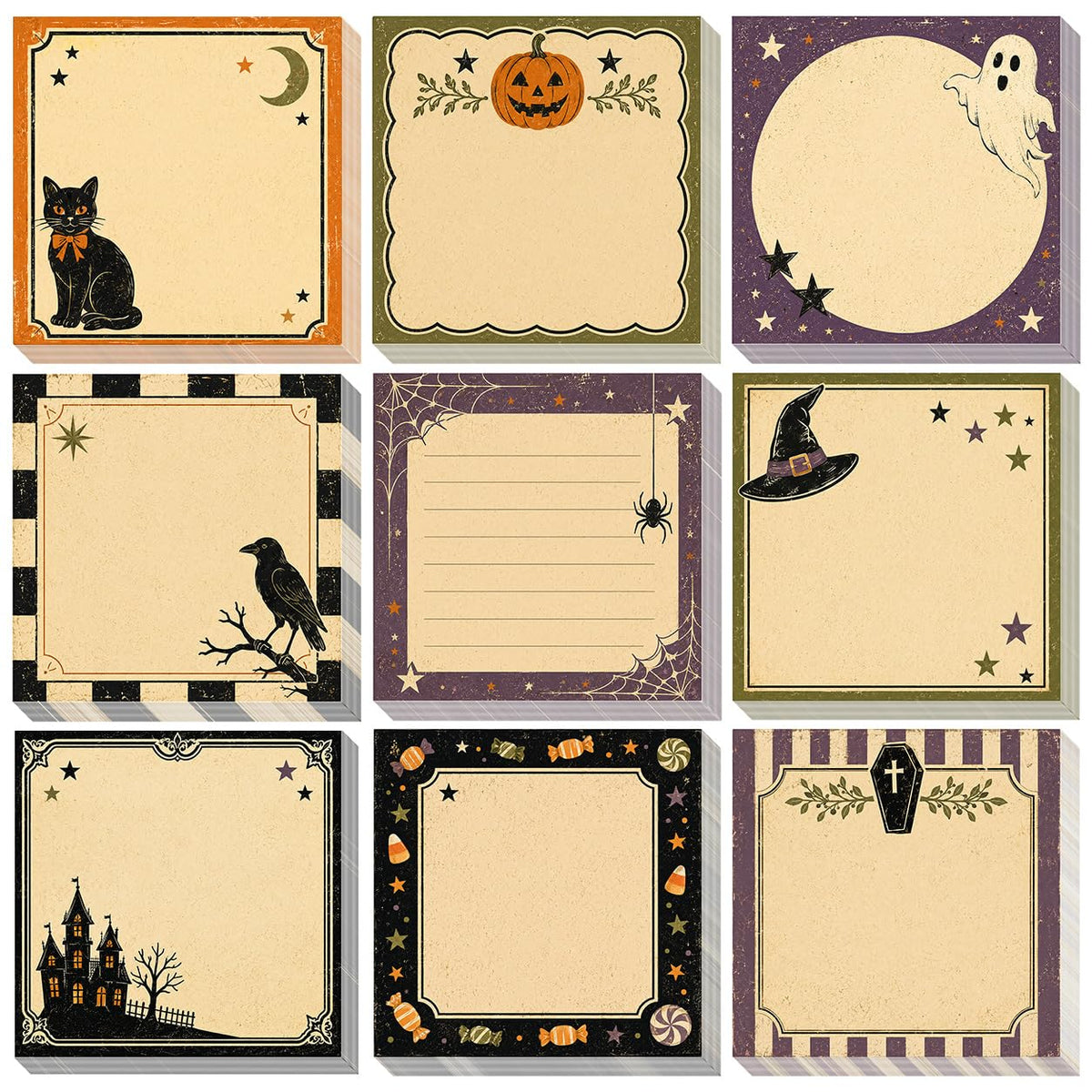 9 Pieces Fall Sticky Notes Self-Adhesive Pumpkin Maple Leaf Sunflower Turkey Memo Pads