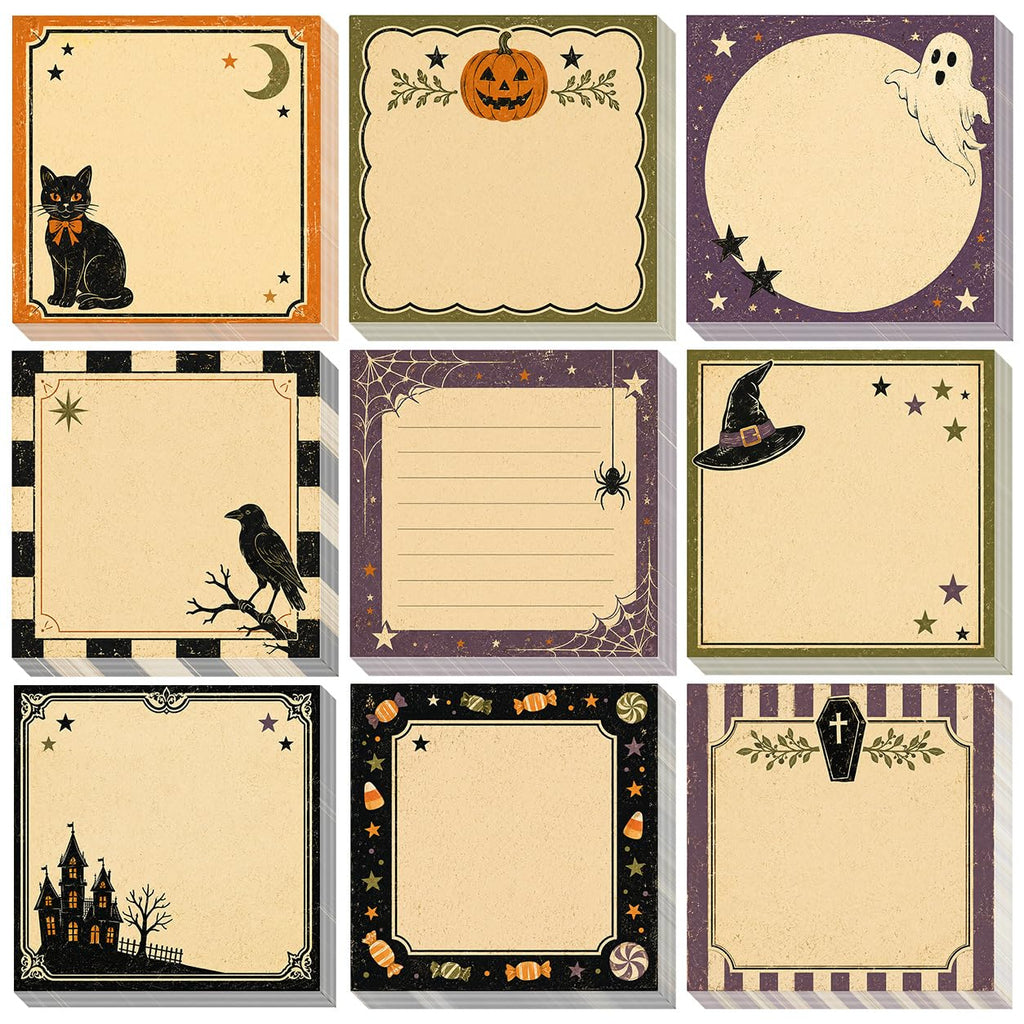 9 Pieces Fall Sticky Notes Self-Adhesive Pumpkin Maple Leaf Sunflower Turkey Memo Pads