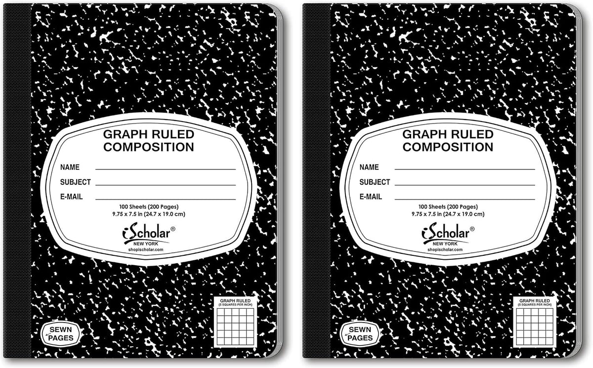 iScholar Composition Book, 100 Sheets, 5 x 5 Graph Ruled, 9.75 x 7.5-Inches