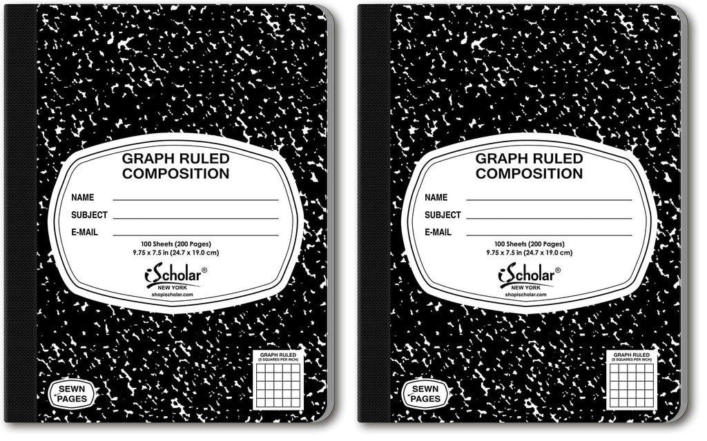 iScholar Composition Book, 100 Sheets, 5 x 5 Graph Ruled, 9.75 x 7.5-Inches