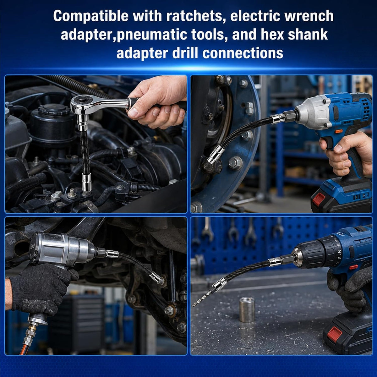 3Pcs Flexible Socket Extensions Cable,Flexible Ratchet Extensions Rods
