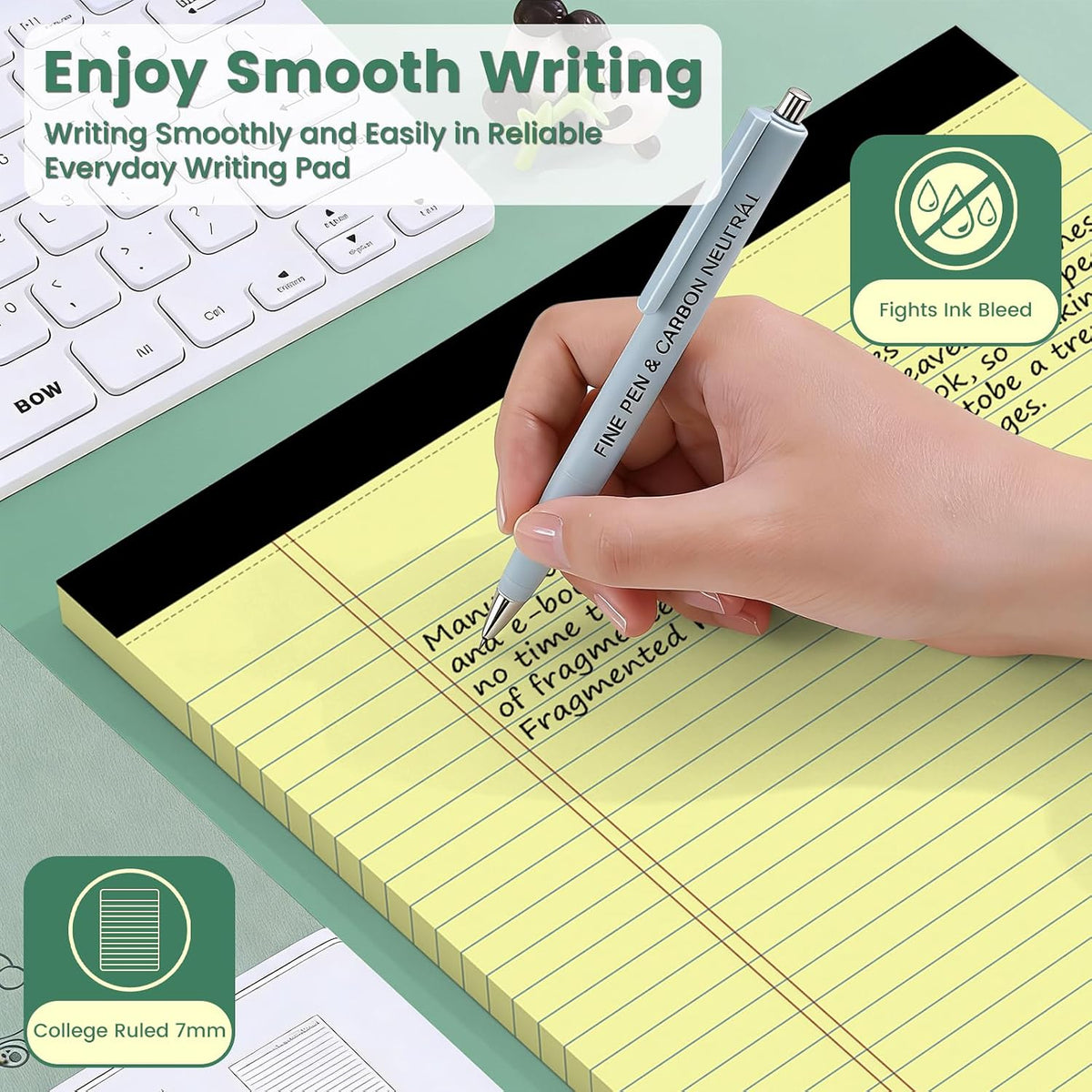 6 Pack Yellow Legal Pads, 8.5 x 11 College Ruled Notepads, 30 Sheets Each