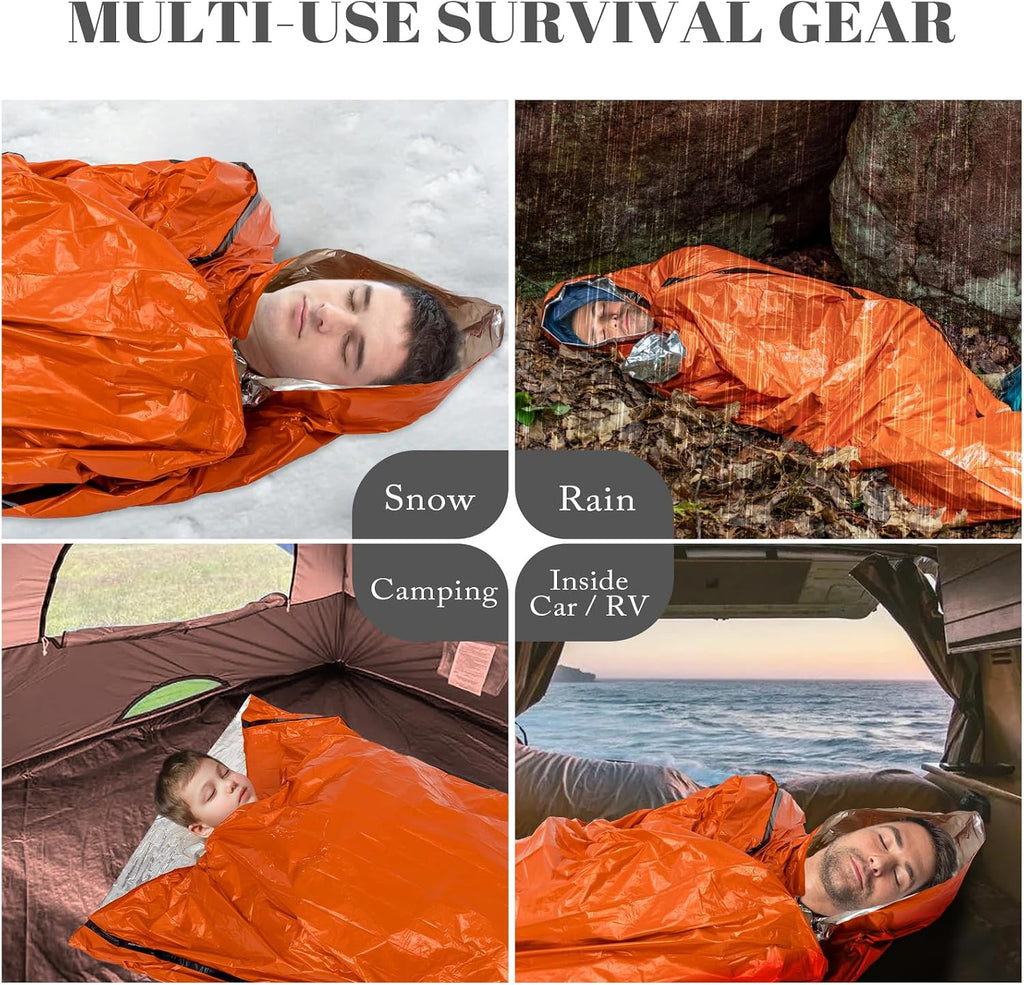 ANLOKE Emergency Sleeping Bags (2-Pack) Survival Sleeping Bag - Portable Thermal Sleeping