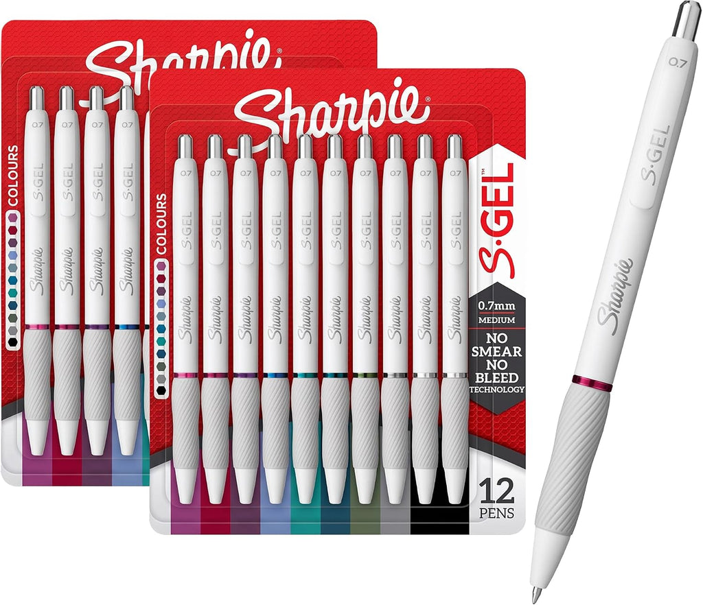 Sharpie S-Gel Pens, Fashion Barrel Gel Pens, Pearl White Body, Medium Point (0.7mm)