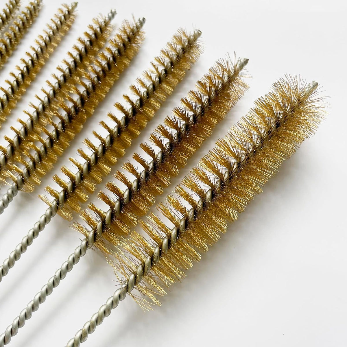 8Pcs Brass Wire Tube Cleaning Brush Set 12inch Long Handle Bristle Tube Brush Metal Pipe