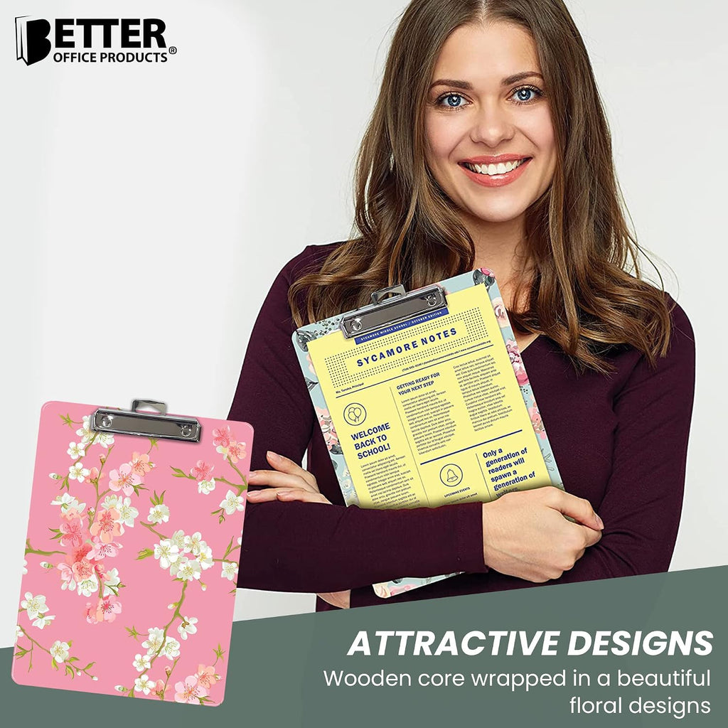 Better Office Products Fashion Clipboard (2 Pack), A4 Letter Size, 12.5" x 9"