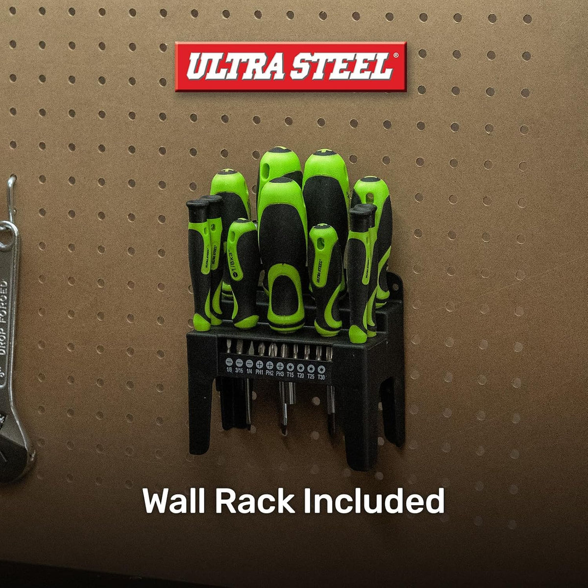 21PC Screwdriver and Bit Set, Plastic Storage Rack
