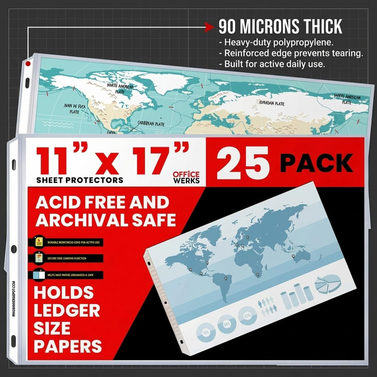 11x17 Sheet Protectors, 25 Pack, Heavyweight, Clear Page Protectors