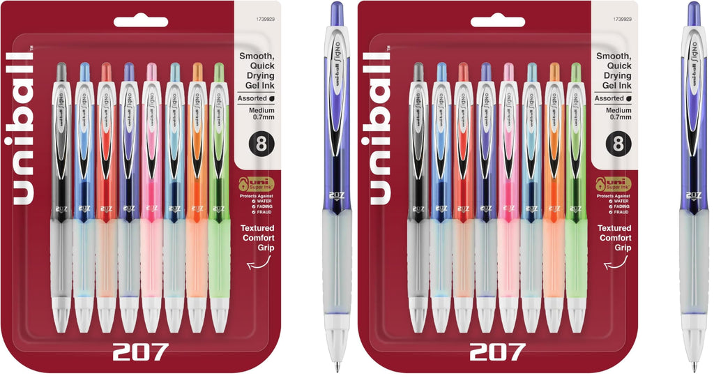 uniball™ 207 Plus+ Gel Pens, Black Ink, 0.7mm Medium Point, 12 Count