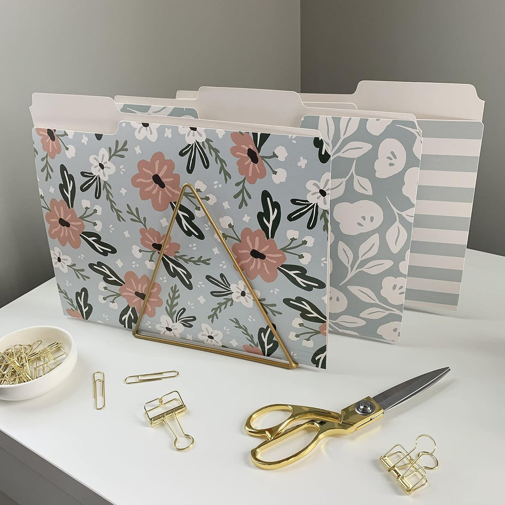 Cute Decorative File Folders, 12 Pack 3-Tab Letter Size, Boho Manila
