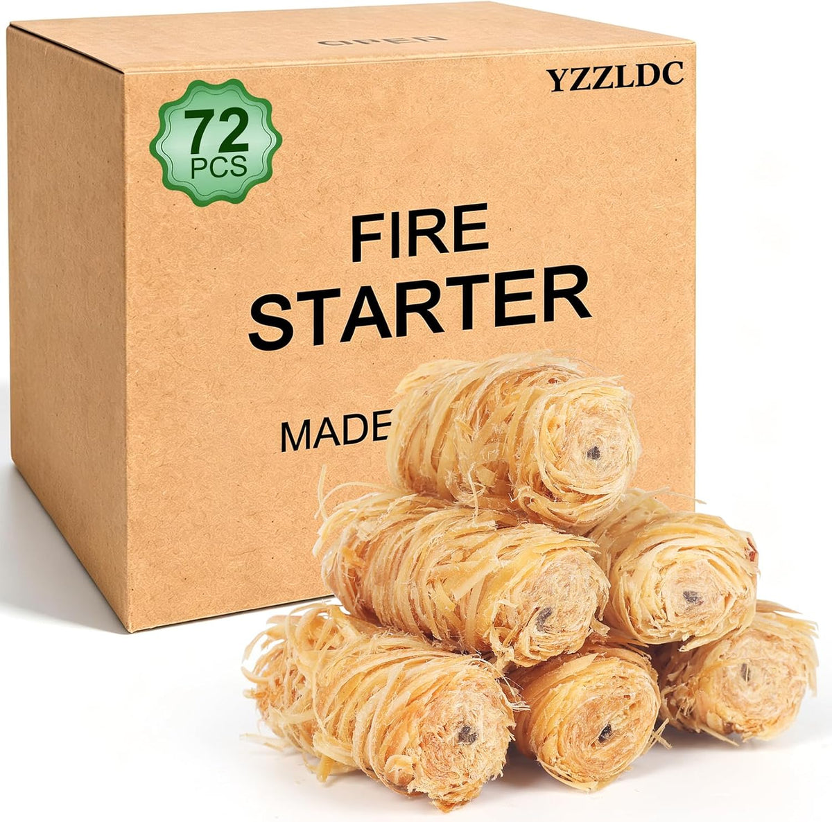 72PCS Fire Starter for Fireplace, Waterproof - Natural Fire Starters, for BBQ, Pizza Oven