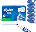 EXPO Dry Erase Markers, Low Odor Ink, Blue, Bullet Tip, 12 Count - Whiteboard, Calendar