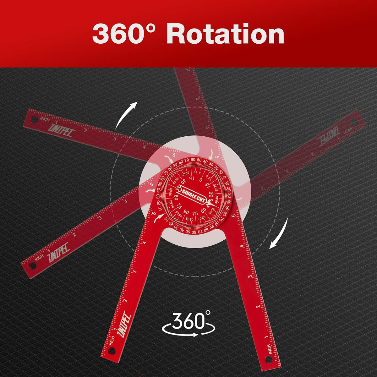 7.3 Inch Aluminum Miter Saw Protractor & Angle Finder Tool, Red