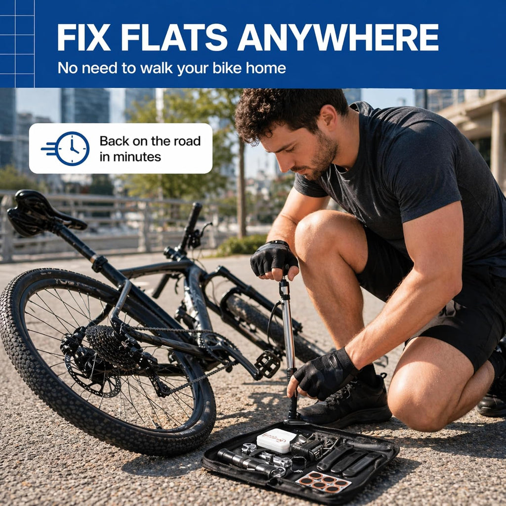 ANGORA BRANDS Bike Tire Repair Kit – All-in-One Bicycle Repair Kit with Pump