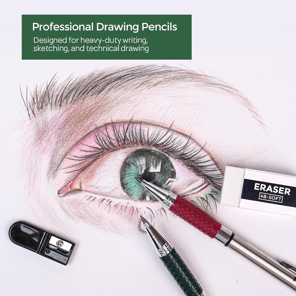 Nicpro 2.0 mm Mechanical Pencils Set, 4PCS Metal Mechanical Drawing Pencil