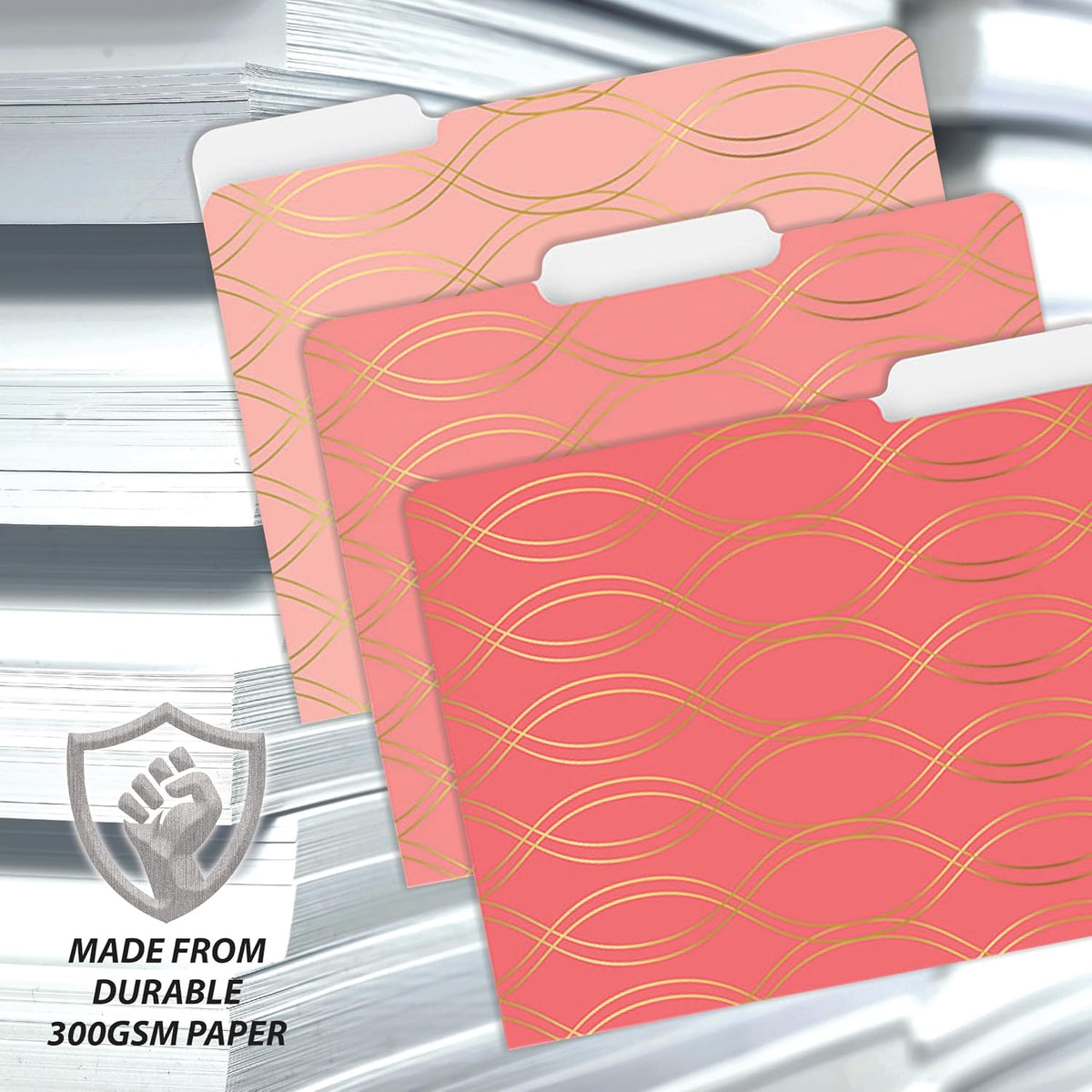 Better Office Products Decorative File Folders with Gold Foil, 18 Pack