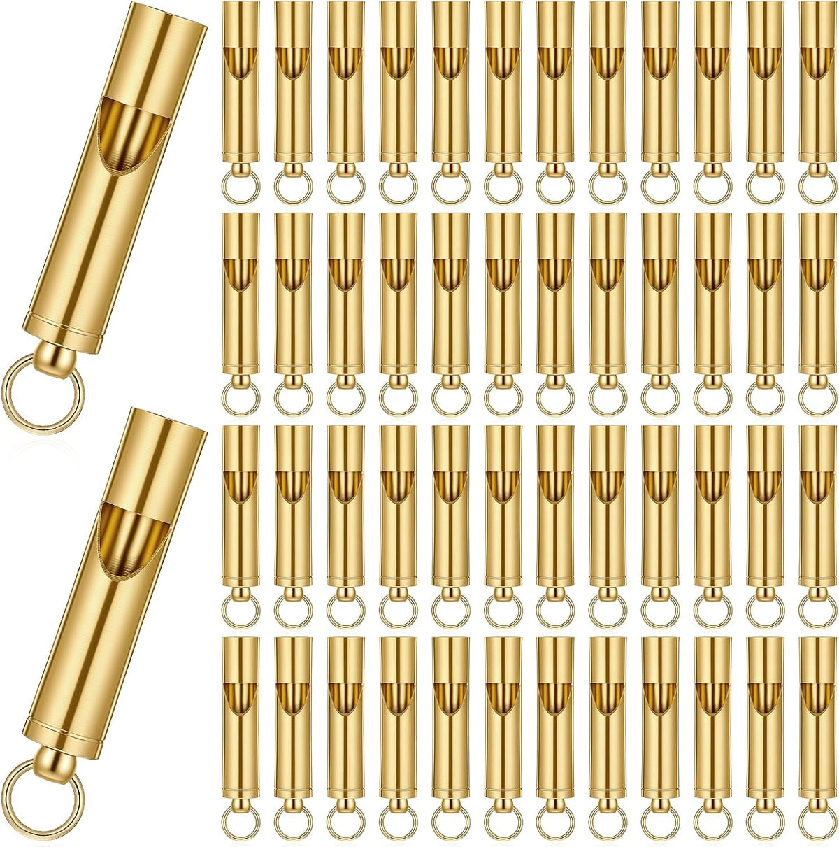 50 Pack Brass Whistles, Emergency Whistles Bulk