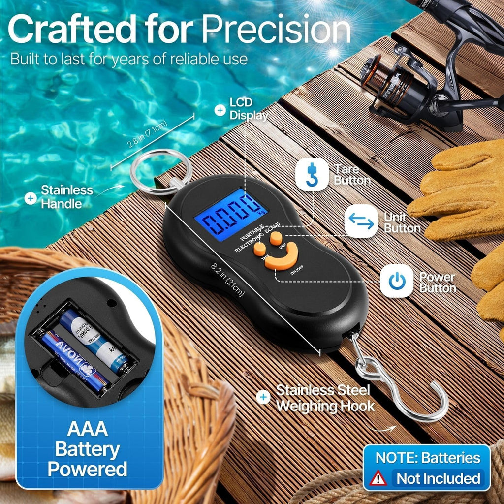 Flexzion Digital Fish Scale & Luggage Weight Scale with Hook, 110 lb/50 kg