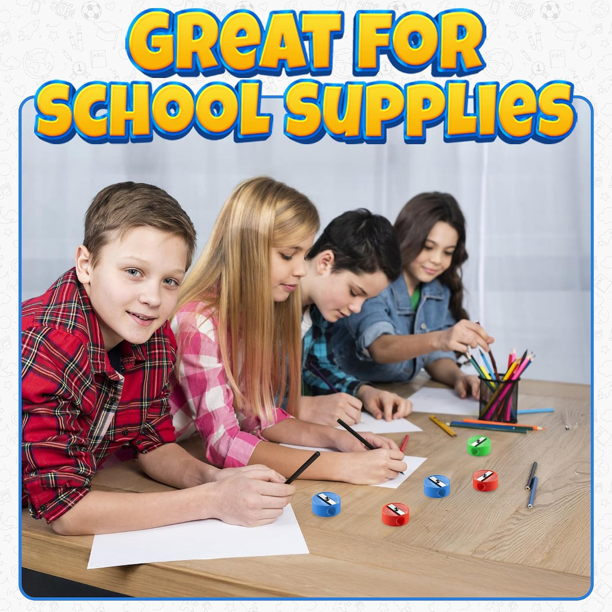 Mini Pencil Sharpeners (144-Pack) Pocket Handheld Colored Pencil Sharpeners