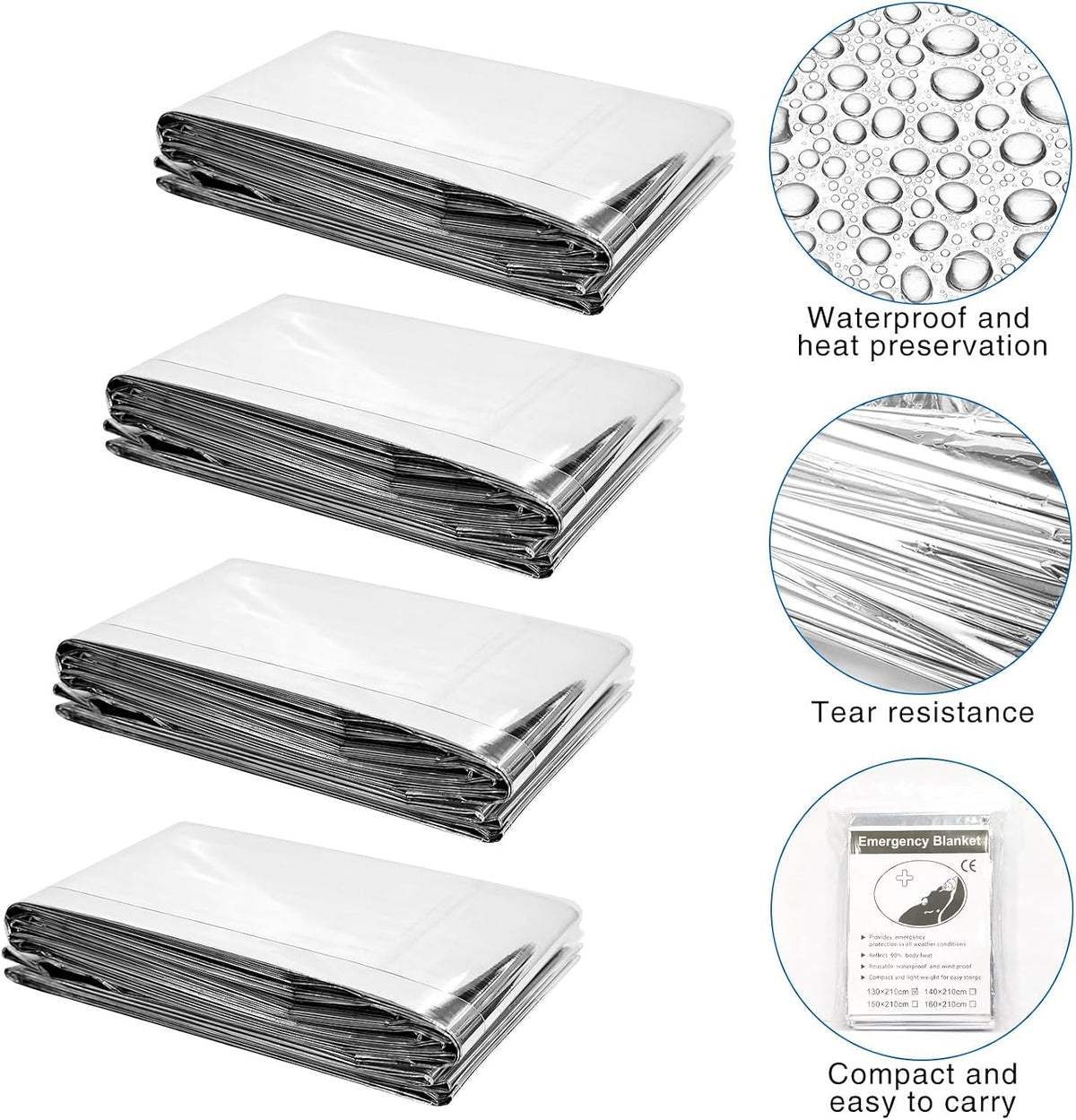 20 Pcs Emergency Mylar Thermal Blanket,High Reflectivity Survival Blanket