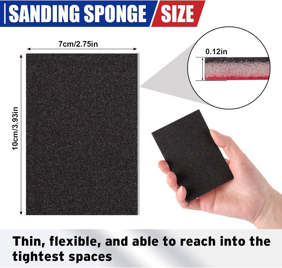 48Pcs Sanding Sponge Set, 80‑1000 Grit Assortment, Coarse to Fine Sandpaper