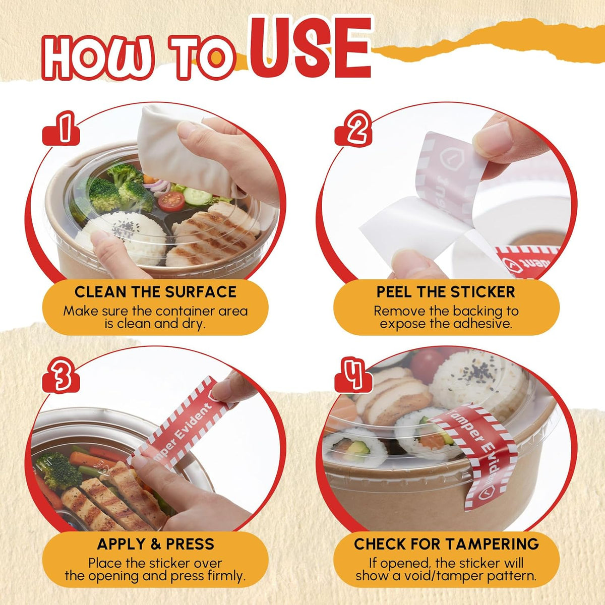 600 Pcs Tamper Evident Proof Stickers for Food Drink Delivery