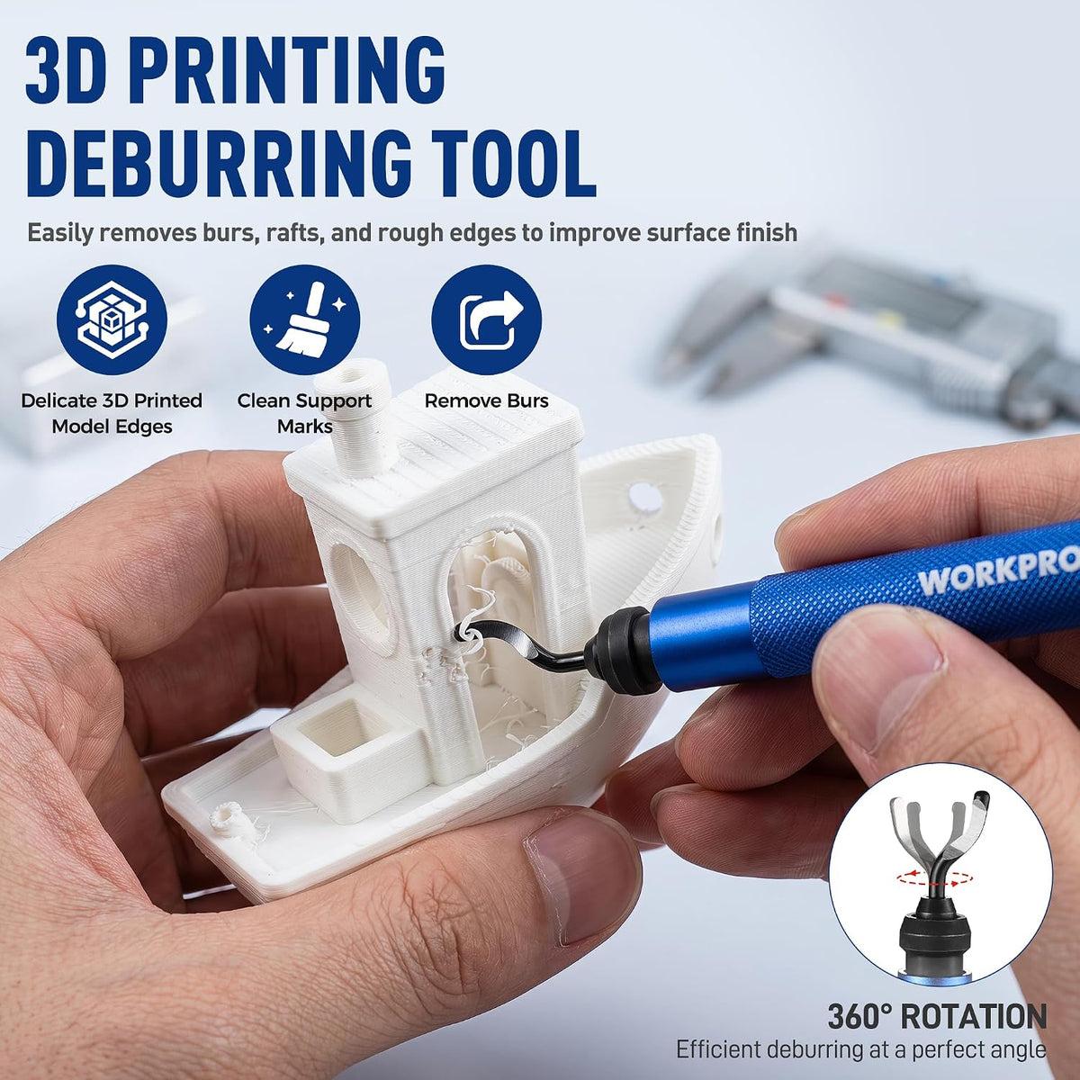 WORKPRO Deburring Tool with 11 Extra High Speed Steel Swivel Blades