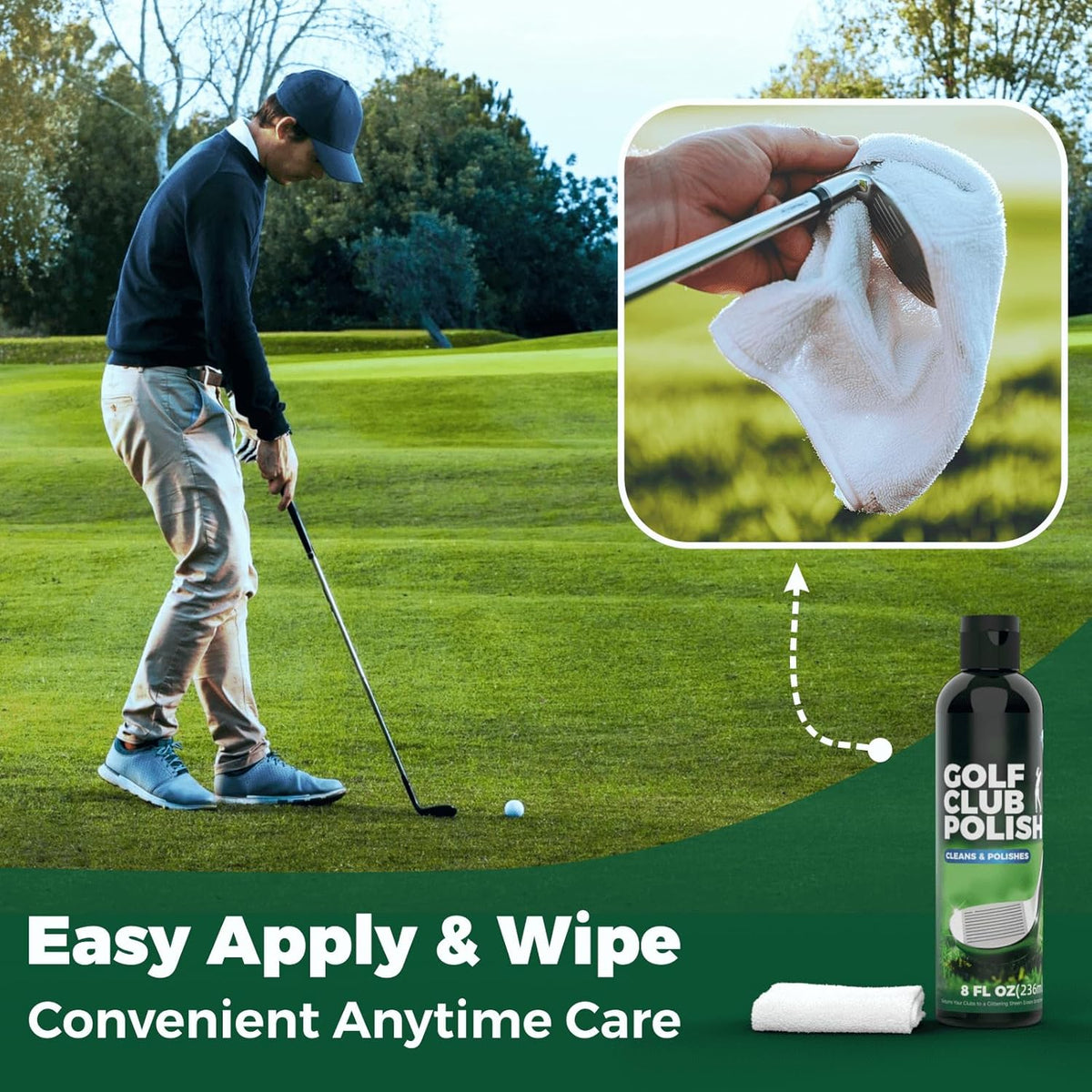 8oz Golf Club Polish & Golf Club Cleaner with Towel, Rust Remover for Metal