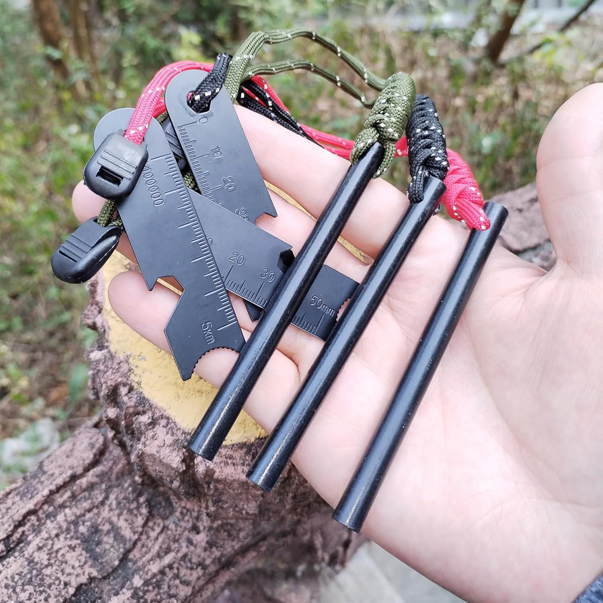 Magnesium Ferro Rod Fire Starter, 3 Pcs/Set, 4-Inch with Paracord Handle and