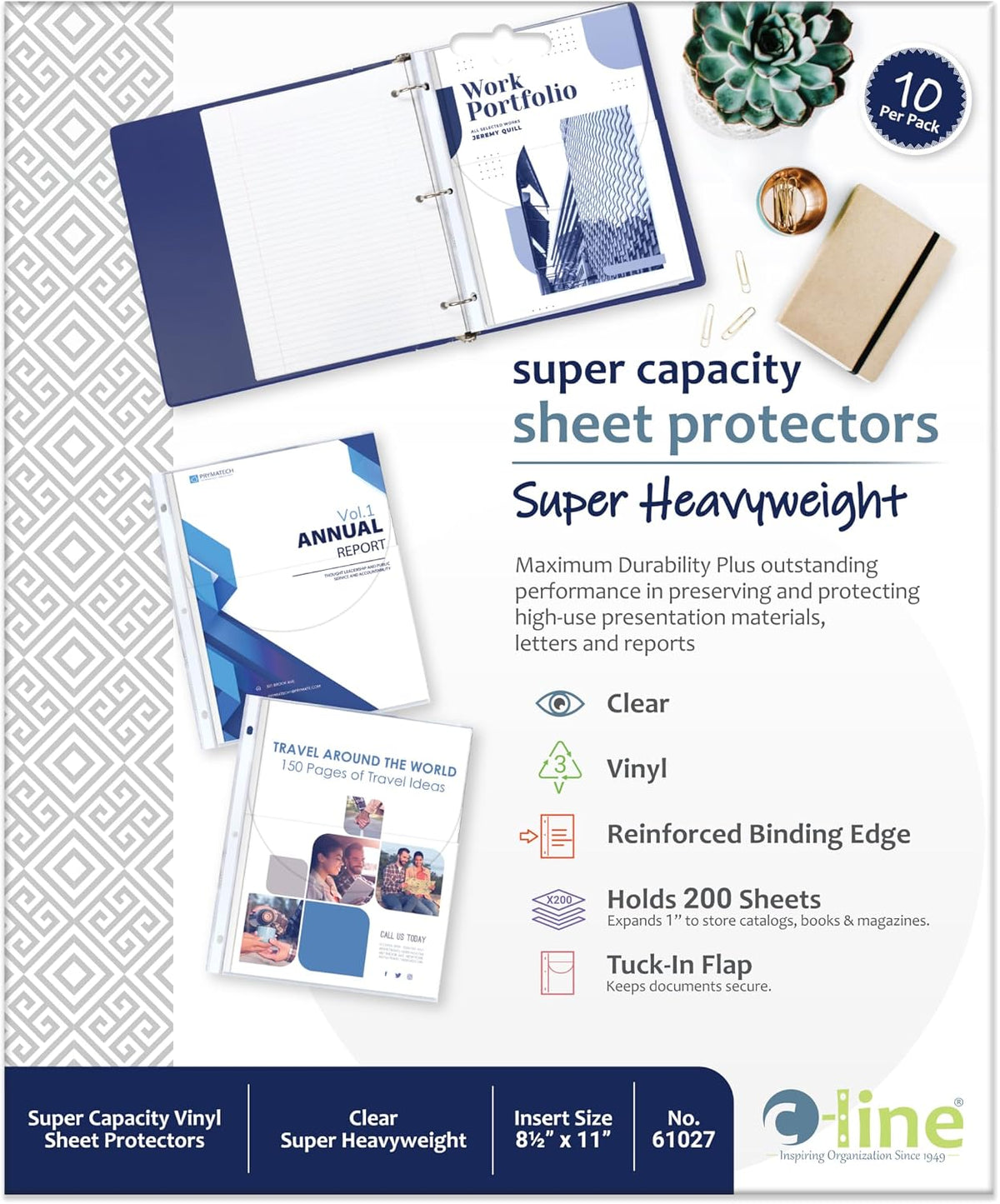 C-Line Super Capacity Sheet Protector, Clear, 10/Pack (61027)