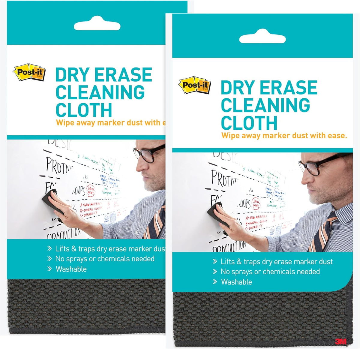 Post-it 3M Dry Erase Cleaning Cloth (MMMDEFCLOTH), 10 5/8" x 10 5/8", Grey