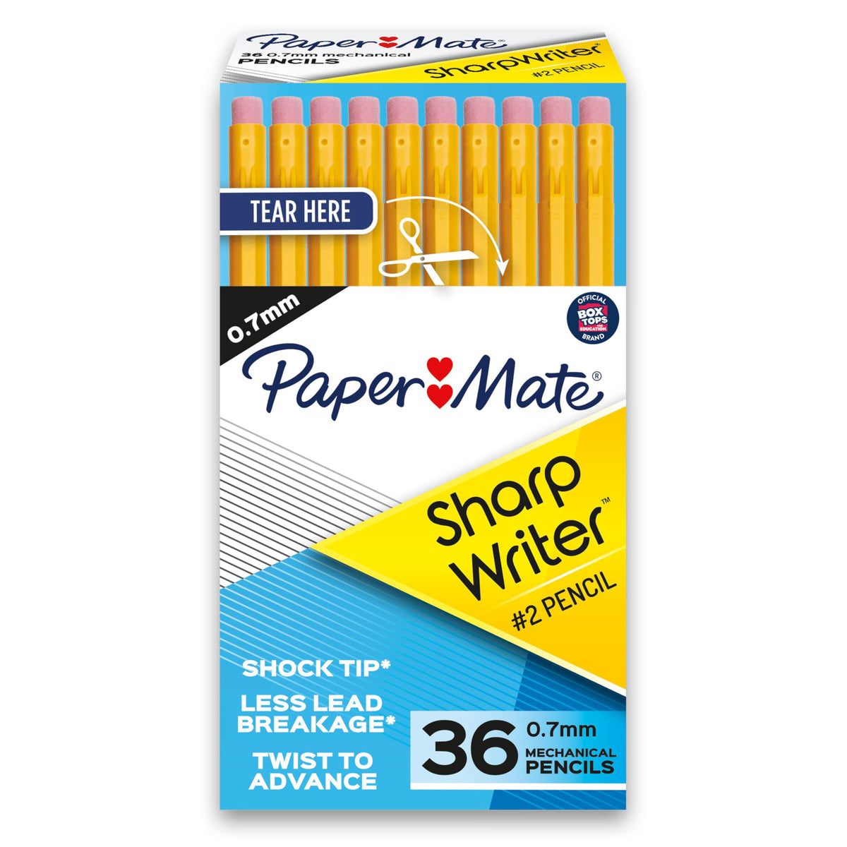 Paper Mate SharpWriter Mechanical Pencils, 0.7 mm #2 Pencil Lead, Yellow