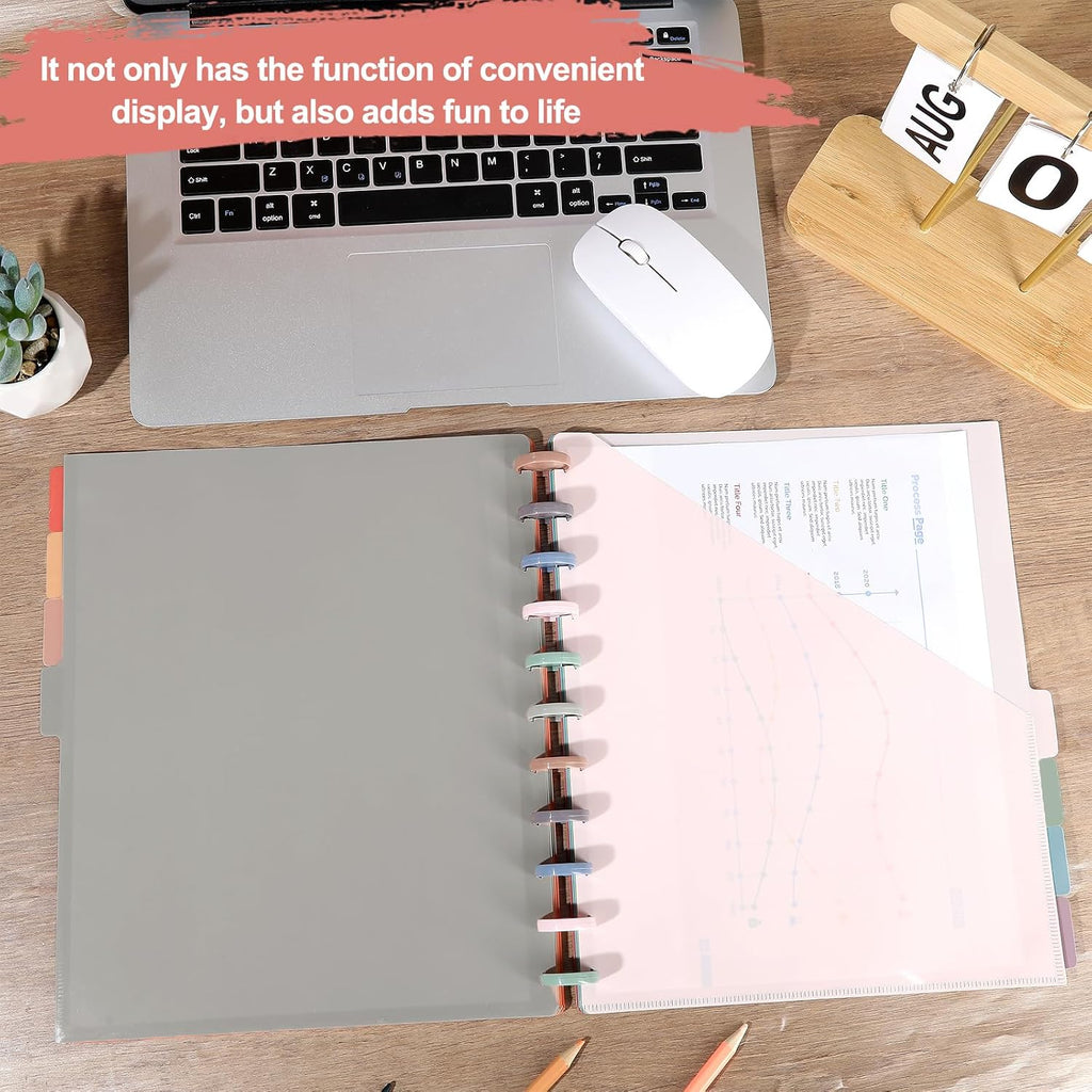 8 Pcs Discbound Pocket Dividers 8.5 x 11 Dividers with Tabs and Pockets Discbound Pocket