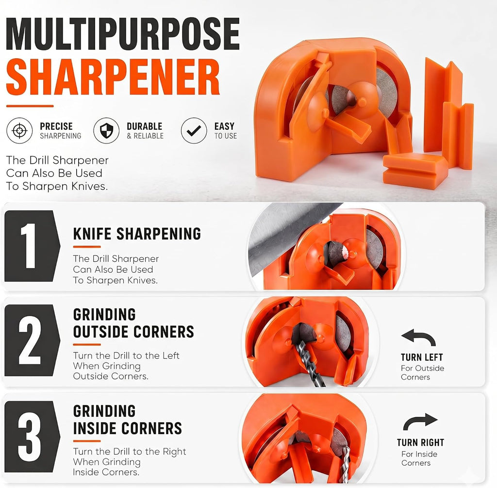 Multipurpose Drill Bit Sharpener for All Bits (5/64''-5/8'')