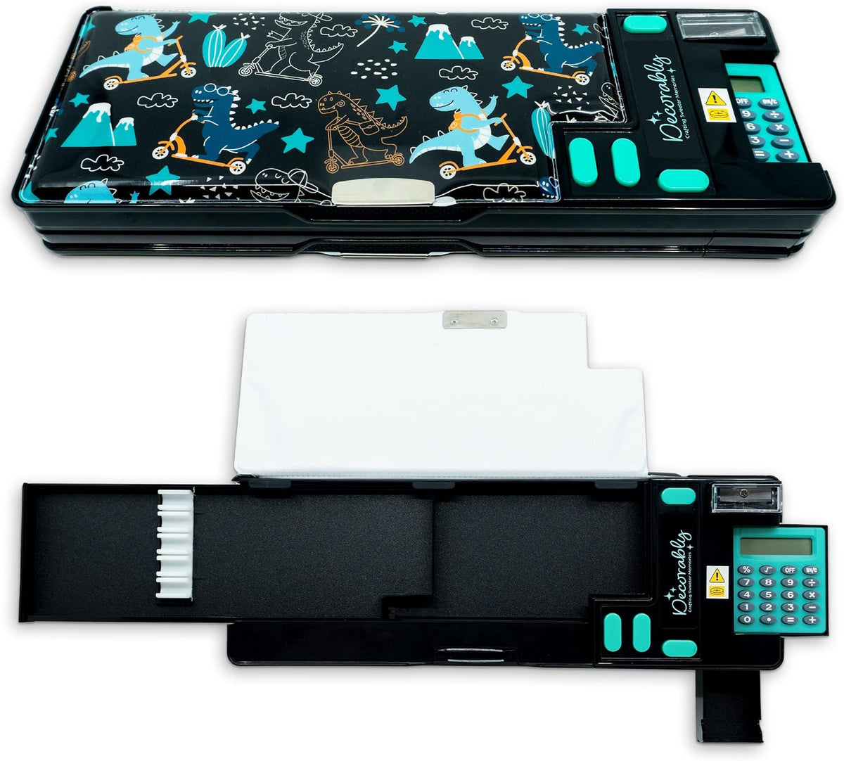 Decorably Dinosaur Pop-Up Pencil Case with Calculator for Boys