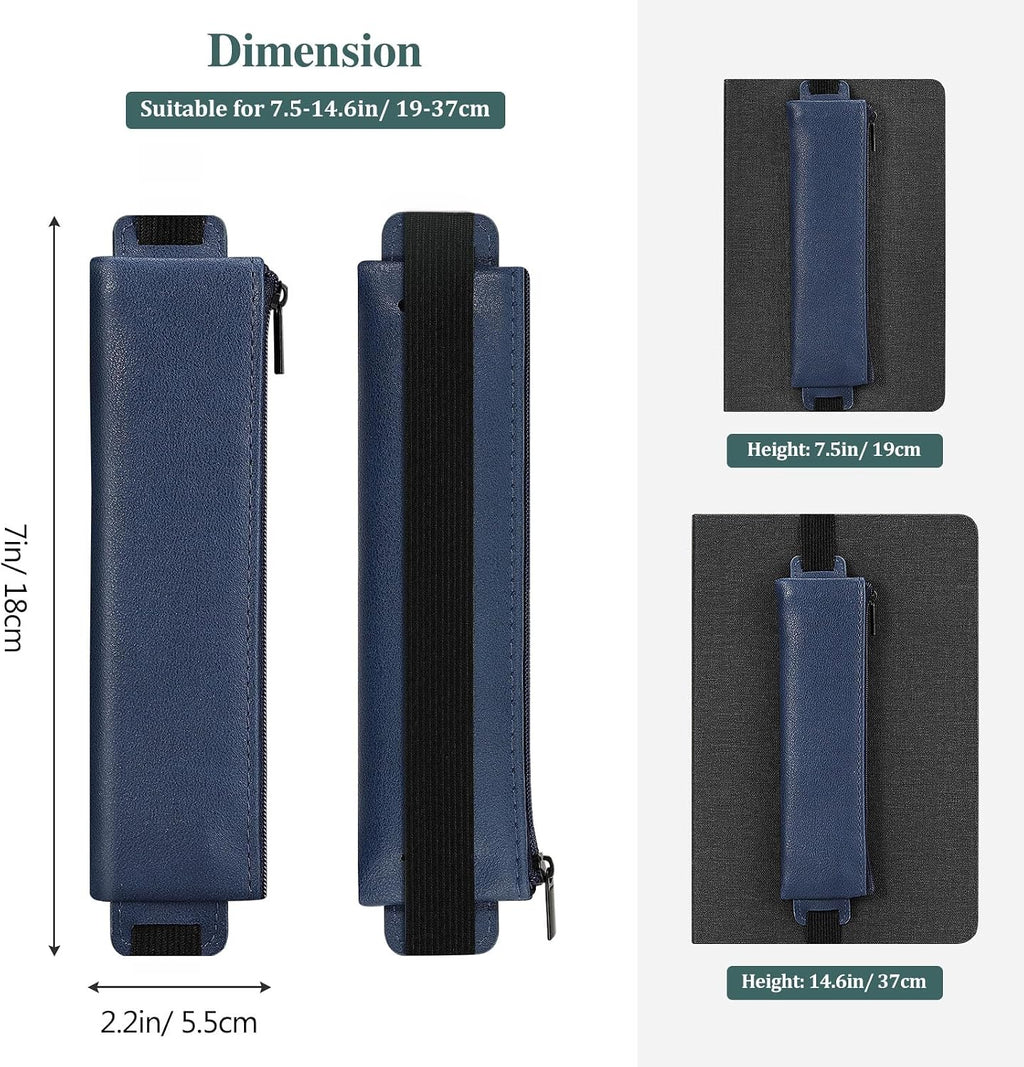MoKo Elastic Pen Holder for Notebook, 4 Pack PU Leather Pencil Pouches