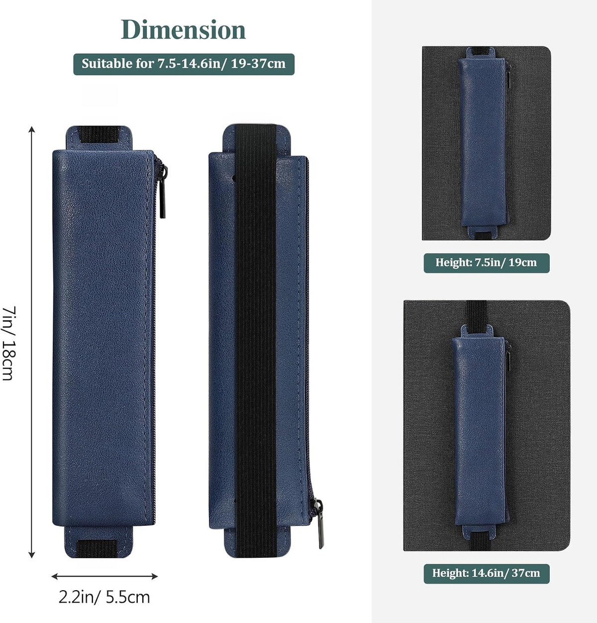 MoKo Elastic Pen Holder for Notebook, 4 Pack PU Leather Pencil Pouches