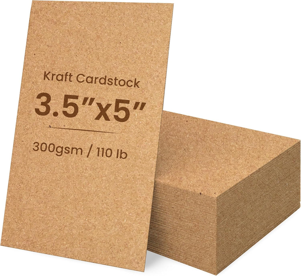 Paper Junkie 200 Pack Kraft Card Stock - 3.5 x 5 Inch Blank Cards - 300gsm Thick