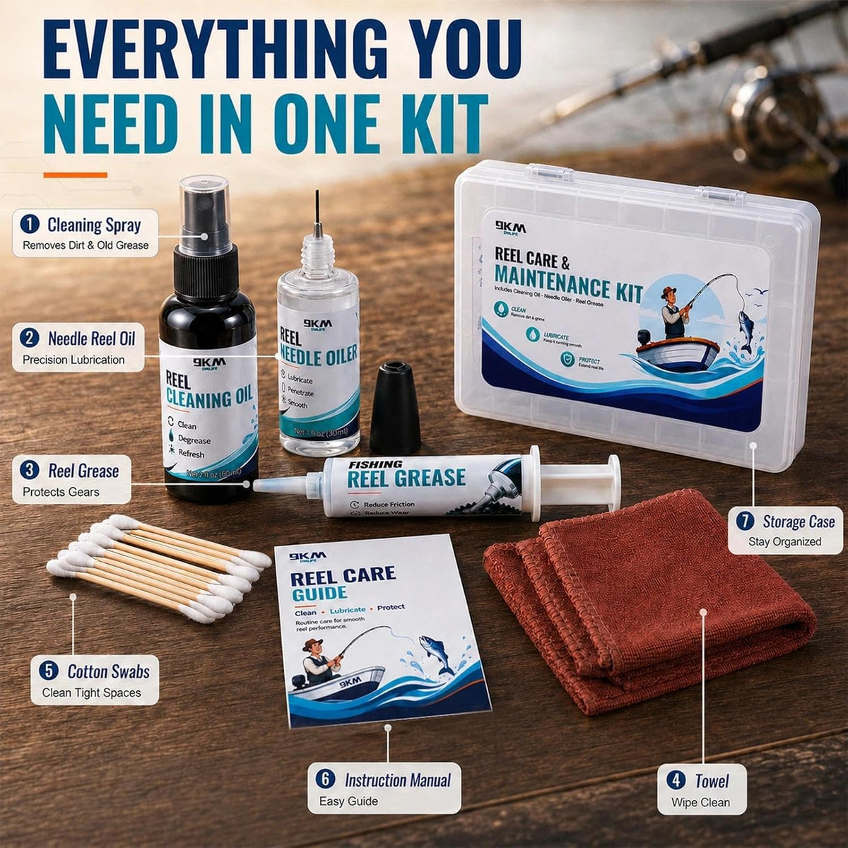 9KM DWLIFE Fishing Reel Oil and Grease Kit for Fishing Reel Maintenance