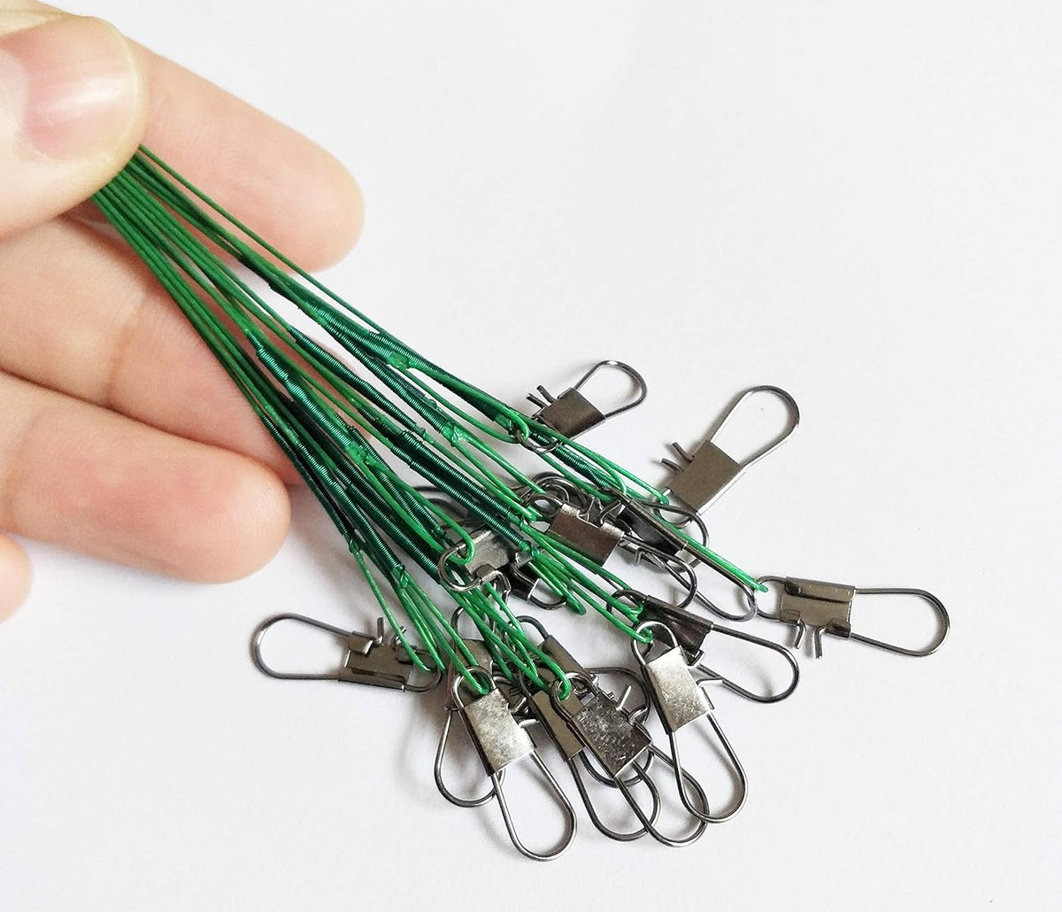 60pcs Fishing Wire Leaders Nylon-Coated Fishing Line Wire Leaders with Swivels and Snaps